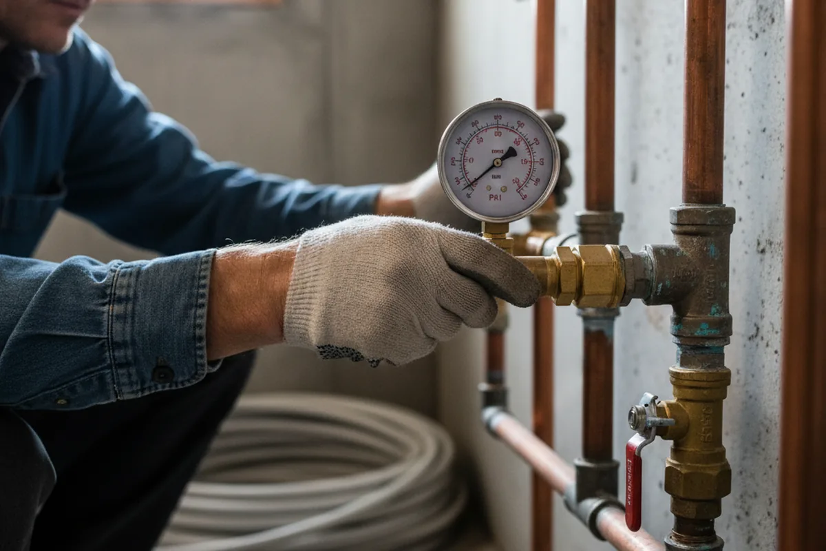 Pressure testing a repaired line during Water Line Repair in College Point